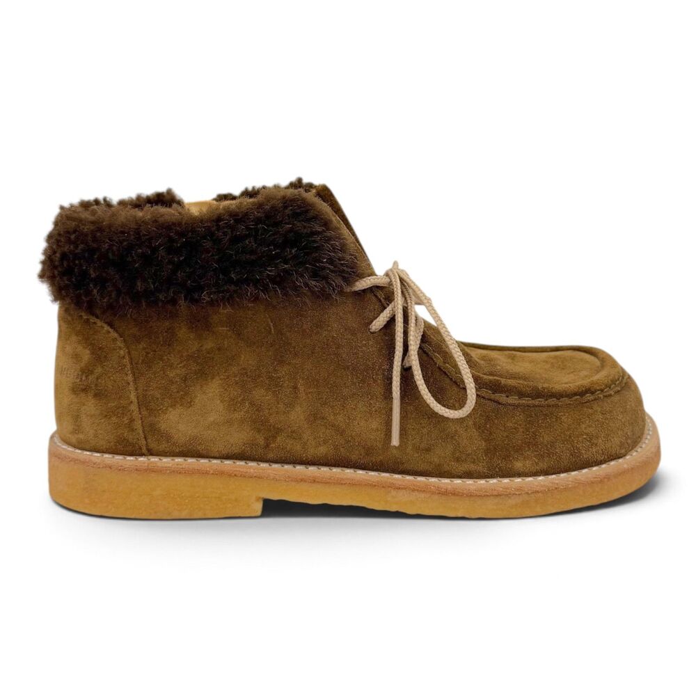 NEW Angulus Kid's Suede Chukka Moccasin Boot Shearling Trim Apron Toe Brown EU32 - Picture 7 of 12